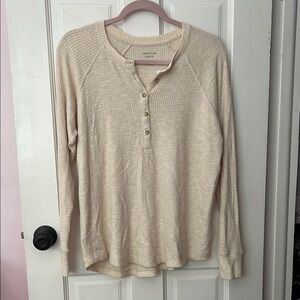American Eagle Outfitters Tan Long Sleeve Button Down Shirt